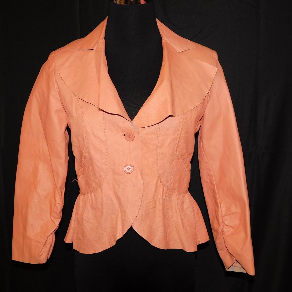 Cami % Leather Button Down Jacket Size 4 - image 7